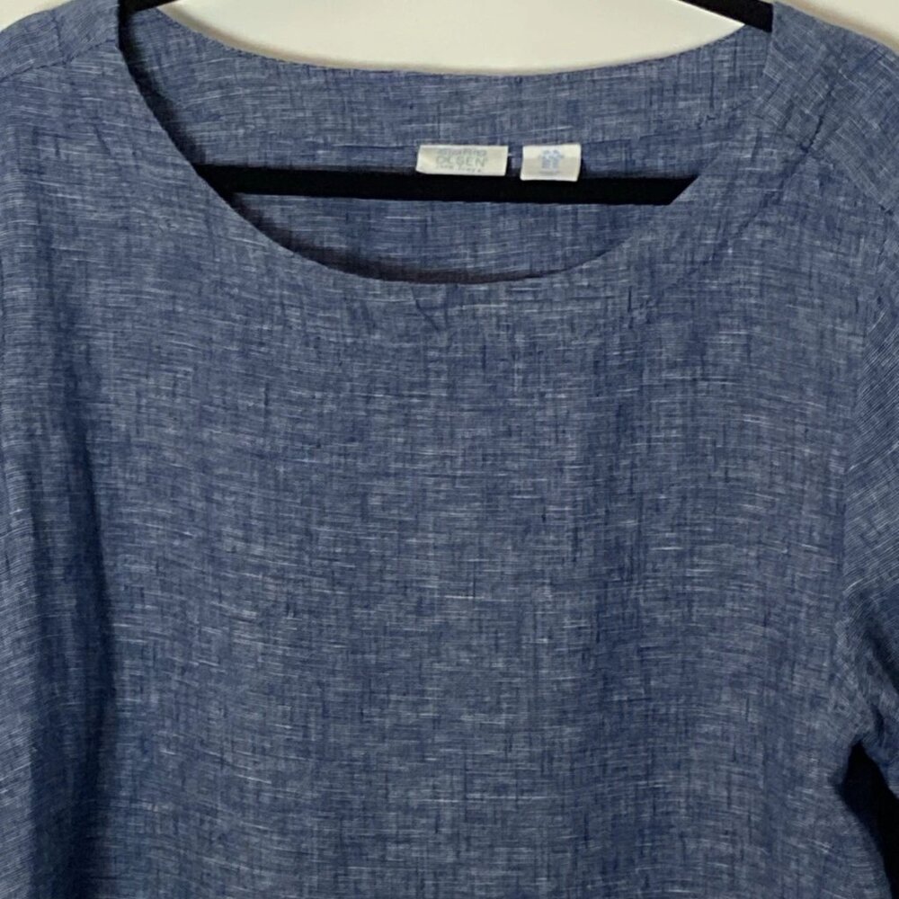 Sigrid Olsen Women's Blue Linen Top Blouse Boat Neck Dolman  XL - Picture 12 of 15